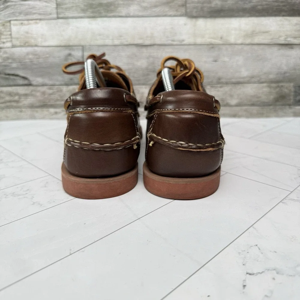Allen Edmonds Force 10 Boat Shoes Men's Size 9.5 D Loafer Brown Mahogany Leather